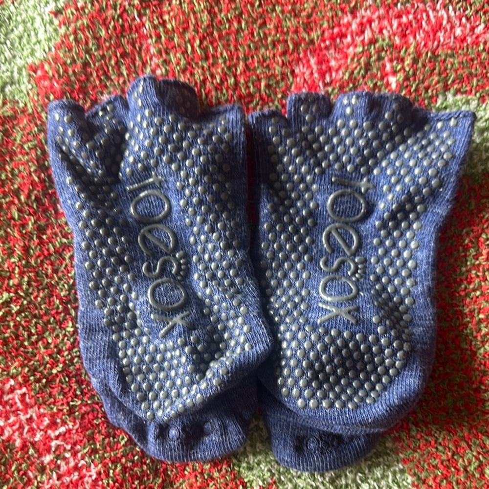 Toesox Blue open toe Socks with grips